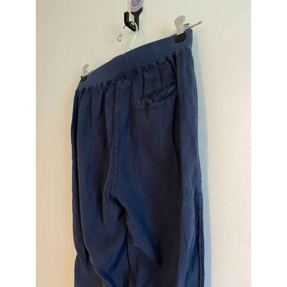 Faherty Arlie Day Pant in Navy Pants Jogger Linen Tencel Cotton Size XS